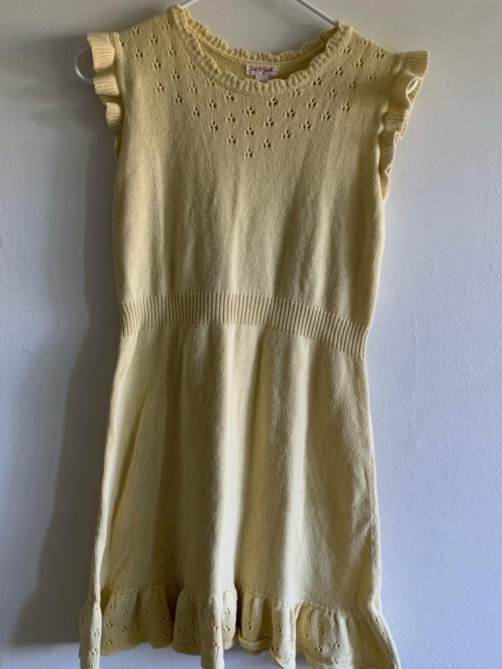 Cat & Jack Pale Yellow Ruffle Sleeve Knit Dress